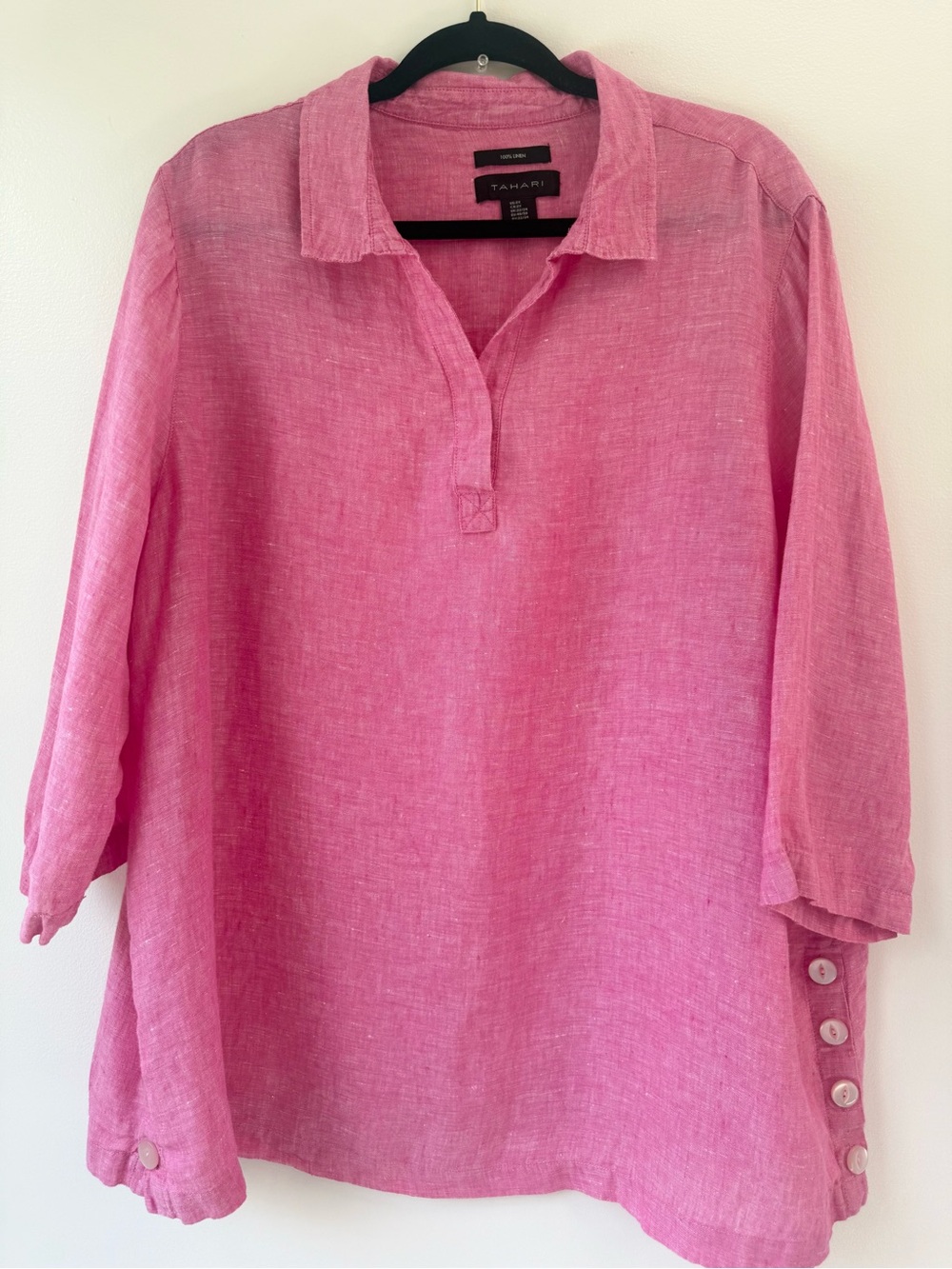 Tahari Pink Linen Popover Tunic sz2X